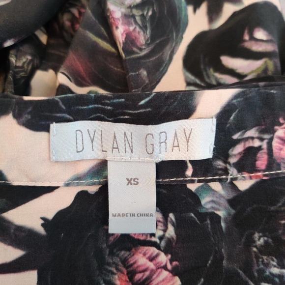 Dylan Gray Floral Silk Shirt Blouse Moody Roses Dark Romance Goth - Picture 11 of 11